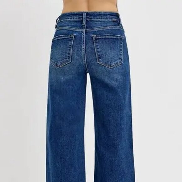 RISEN Raw Hem Wide Leg Attached Buckle Jeans - Picture 3 of 3